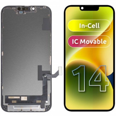 Display cu Touchscreen JK pentru Apple iPhone 14, cu Rama, Versiune LCD In-Cell IC Movable, Negru foto
