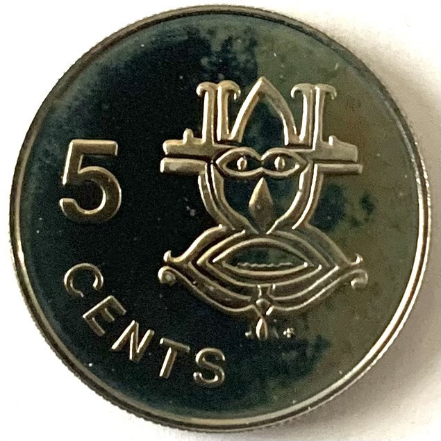 SOLOMON ISLANDS 5 CENTS 1977 PROOF,( Mască și valoare nativă.)