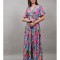 ROCHIE BOHO CHIC INDIAN LUNGA CU MANECA SCURTA MULTICOLORA NUVOLOSA Roz S-M