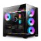 Carcasa Noua Pro Gaming Elite Black, Cube Tower, ATX, Fara Sursa, 7x Fan ARGB, Controller ARGB, Telecomanda NewTechnology Media
