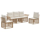 vidaXL Set de canapele de exterior 5 pcs Alb Natural și Crem Poliester 3437660