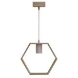 Cumpara ieftin Pendul Modern din Lemn Sophie, Inaltime Reglabila, E27, 110 Cm, Hexagon, Alb/Bej