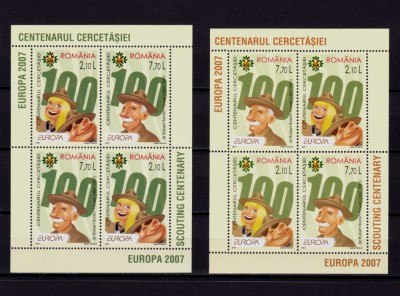 ✅ RO 2007 LP 1762 g &amp;quot;Europa 2007, Cent. Cercetasiei , colite de 2 serii in pereche /396 TIP I si II , MNH foto
