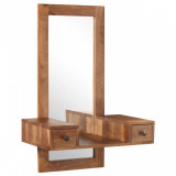 Oglinda cosmetica cu 2 sertare, lemn masiv de sheesham GartenMobel Dekor, vidaXL