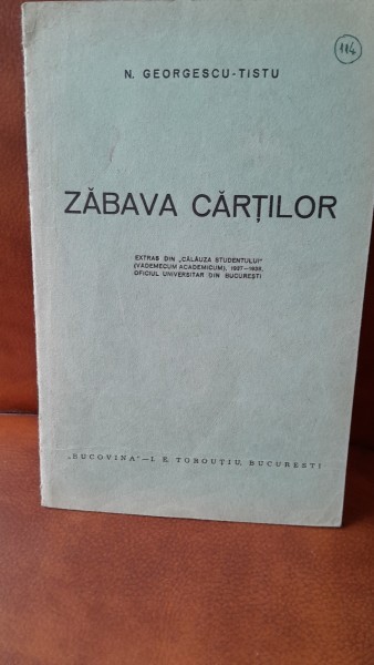 Zabava cartilor - N. Georgescu Tistu cu dedicatia autorului