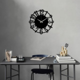 Ceas de perete, Metal Wall Clock 15, Metal, Dimensiune: 48 x 48 cm, Negru, Tanelorn