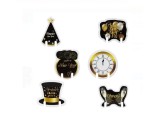 Identificatoare Pahare Revelion Jumbo, Hartie, Negru/Auriu, 6 Bucati, Accesorii Pahare, Petrecere