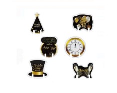 Identificatoare pentru Pahare, din Hartie, Modele de Revelion, 6buc
