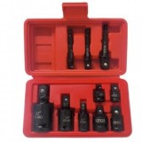 Set profesional adaptoare si reductii tubulare de impact 10 piese CR-MO 1/4" 3/8" 1/2" 3/4" cu 3 adaptoare oscilante (wobble)
