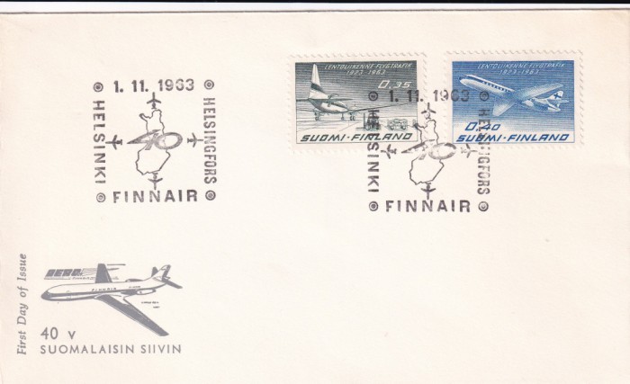 FILATELIE TEMATICA - PLIC FINLANDA TEMATICA AVION AVIOANE