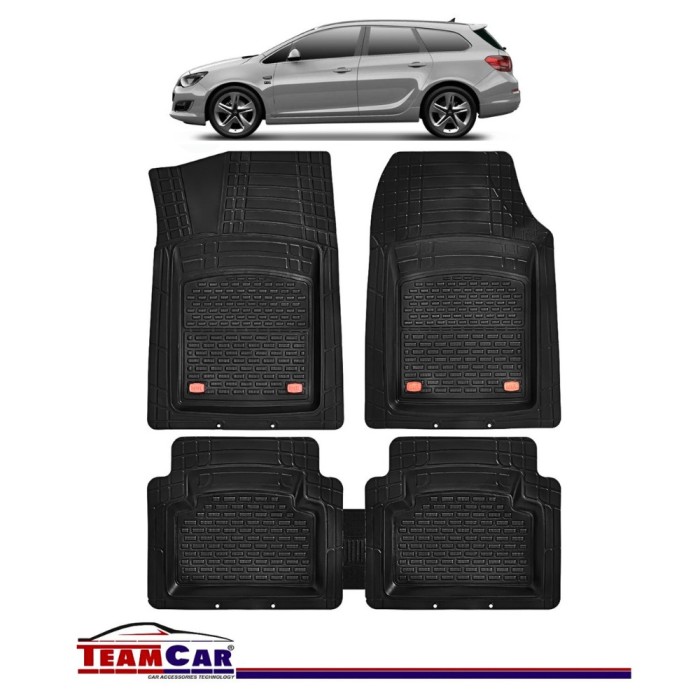 Covorase Auto TeamCar&reg; Tip Tavita Compatibile Opel Astra J Sports Tourer (2009-2015) Negru Material Rezistent