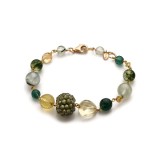 Cumpara ieftin Brățară Diva Argint 925 placată aur roz, cuarț rutilat verde multicolor, reglabilă 18-24cm, Made in Italy, cutie cadou