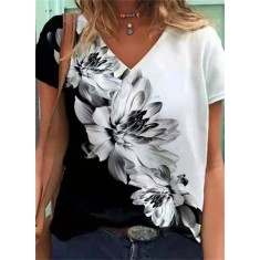 Tricou Piece Floral Printed Single Jersey Fabric