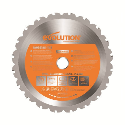 Disc pentru fierastrau circular, taiere multifunctionala Evolution RAGEBLADE185MULTI-9883, O185 x 20 mm, 20 dinti foto