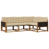 vidaXL Set de canapele de exterior cu pernă 4 pcs Natural și Bej 3381385