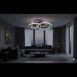 Cumpara ieftin Lustra LED 106W, 2 cercuri diamante, negru + crom, telecomanda, 4320lm, lumina calda/rece + RGB