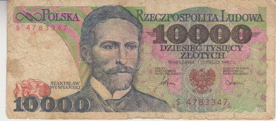 M1 - Bancnota foarte veche - Polonia - 10000 zloti - 1987 foto