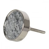 Cumpara ieftin Buton mobila din fier argintiu si piatra gri &Oslash; 4 cm