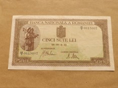 Romania 500 Lei 2.IV.1941 (Filigran BNR vertical) - Seria H/7 0615007
