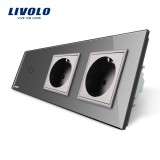 Cumpara ieftin Intrerupator LIVOLO simplu cu touch si 2 prize din sticla SmartElectro IntelligentHouse