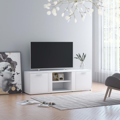 Gossi dulap tv, alb, 120x34x37 cm, lemn prelucrat foto