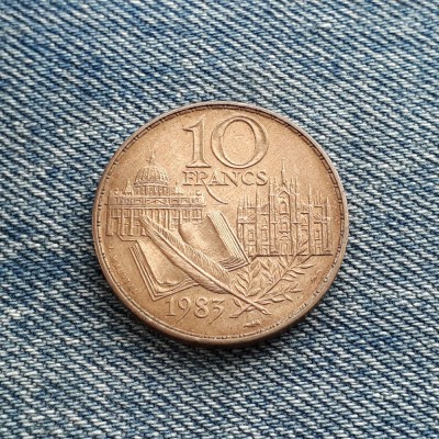 2i - 10 Francs 1983 Franta / moneda comemorativa Stendhal foto