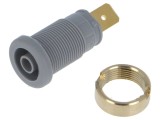 Conector banană 4mm HIRSCHMANN 32A 1kV aurit gri 33mm cod 972356106