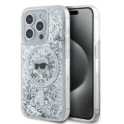Husa pentru iPhone 16 Pro Max - Karl Lagerfeld Liquid Glitter MagSafe (KLHMP16XLGKISGH) - Transparent Karl Head foto