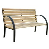 Banca de gradina EVERILD din lemn si metal, 125x55x75 cm
