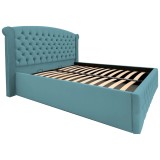Pat Matrimonial Alison tapitat cu somiera rabatabila diverse dimensiuni, culoare verde marin - 120x200