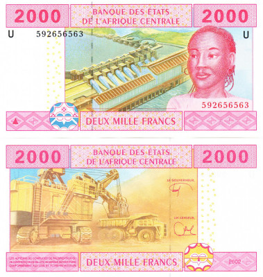 Statele Africii Centrale 2 000 Franci (Camerun) 2002 P-307U UNC foto