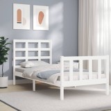 Cumpara ieftin Cadru pat fără saltea, alb, 100x200 cm, lemn masiv pin