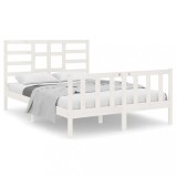 Cumpara ieftin Cadru de pat mic dublu, alb, 120x190 cm, lemn masiv