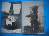HOPCT 1831 COPII-ROMANTICA-FRANTA-LOT 2 CARTI POSTALE VECHI-CIRCULATE