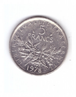 Moneda Franta 5 francs/franci 1978, stare buna, curata foto