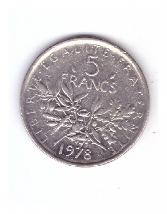Moneda Franta 5 francs/franci 1978, stare buna, curata