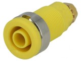 Soclu banană 4mm 32A galben aurit pe panou 32mm
