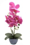 Orhidee artificiala siliconata cu aspect 100% natural, in bol de plastic gri 45