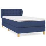 Cumpara ieftin Pat box spring cu saltea, albastru, 100x200 cm, textil