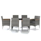 Set de servit masa pentru gradina, 7 piese, gri si negru