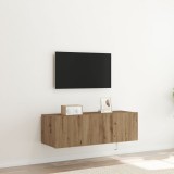 VidaXL Dulap TV cu iluminare LED Stejar Artisan 100x35x31 cm