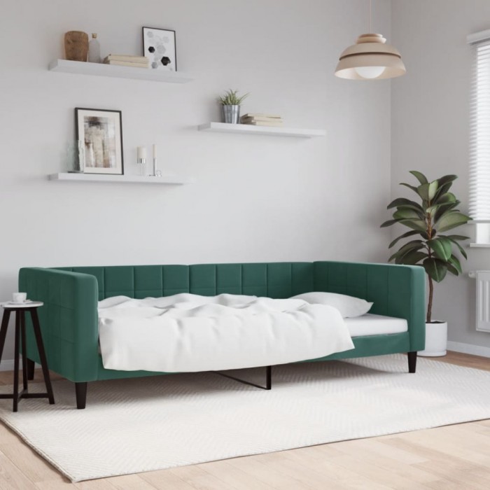 vidaXL Cadru de pat, verde &icirc;nchis, 100x200 cm, catifea 354017