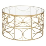 Masa cafea Atmosphera Artifice rotunda, sticla si metal, 71x41 cm, auriu Household NewTrend