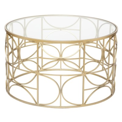 Masa cafea Atmosphera Artifice rotunda, sticla si metal, 71x41 cm, auriu foto