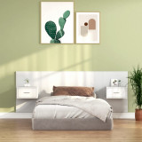 Tablie de pat cu dulapuri, alb extralucios, lemn prelucrat GartenMobel Dekor, vidaXL