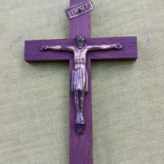 Crucifix vechi lemn cu alama