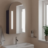 Dulap cu oglinda de baie cu LED, gri, 42x13x70 cm, arcuit GartenMobel Dekor, vidaXL