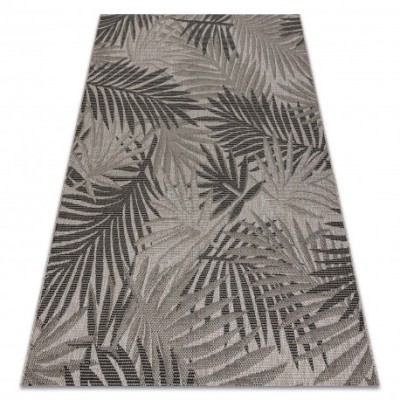 Covor sisal Floorlux 20504 Frunze argintiu si negru Junglă, 200x290 cm foto