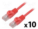 Cablul Patch U/UTP 5e CCA PVC roșu 0,5m 26AWG Fire 8 LANBERG