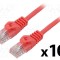 Cablul Patch U/UTP 5e CCA PVC roșu 0,5m 26AWG Fire 8 LANBERG